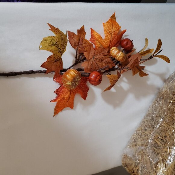 Maple Leaf and Pumpkin 12” Branches – Orange, Yellow, Red, and Gold – Set of (3) - Picture 11 of 12